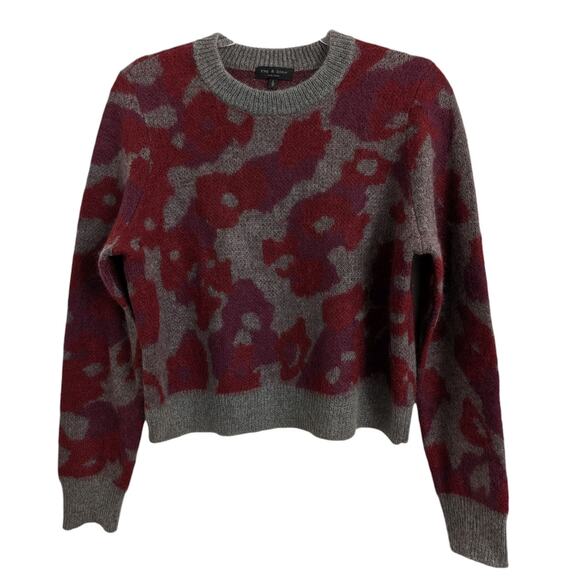 Rag & Bone Leopard Print Crewneck Sweater Size Small Mohair Alpaca Silk Blend - Picture 2 of 7